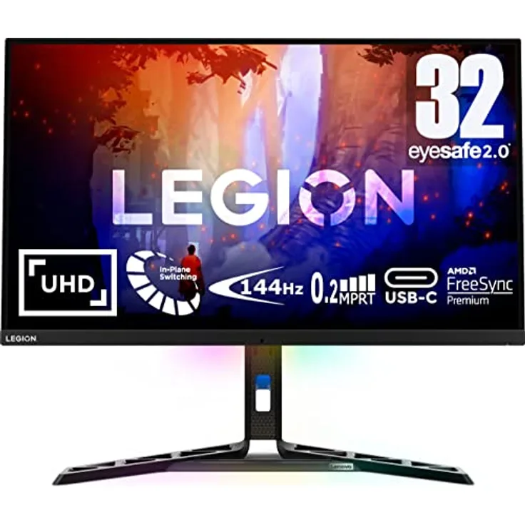 Lenovo Legion Y32p-30 | 31,5" UHD Monitor | 3840x2160 | entspegelt | HDMI | DP | USB-C | 144Hz | 400nits | 0,2ms Reaktionszeit | AMD FreeSync Premium | schwarz