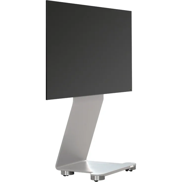 Wissmann Designer TV-Halter swing art 120-ST, Standversion mit unsichtbaren Rollen für TV 40“-65“, silber