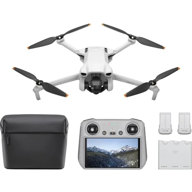 DJI Mini 3 Fly More Combo (DJI RC) - Leichte und faltbare Mini-Kameradrohne mit 4K HDR-Video, 38 min Flugzeit, echten vertikalen Aufnahmen und intelligenten Funktionen, C0 - Preisvergleich