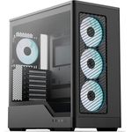 Aerocool D520A PC-Gehäuse, Midi-Tower ATX mit Tempered Glass und RGB-Beleuchtung, schwarz, bis zu 12x 120-mm-Lüfter, luftstromoptimiertes Design, unterstützt Grafikkarten bis 400 mm