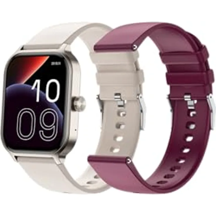 SPC Smartee Duo 3 - Smartwatch mit 1,93" AMOLED-Display, Bluetooth-Telefonie, bis zu 7 Tagen Akkulaufzeit, 100 Sportarten, IP68, beige und braune Armbänder