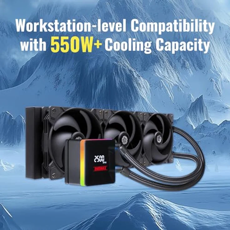 ENERMAX LIQTECH XTR|360mm AIO CPU Wasserkühlung|TDP 550W+|AMD Ryzen Treadripper sTR5/sTRX5/SP6|Intel Xeon LGA4677 |100% CPU Abdeckung|Digital Anzeige|ELC-LTXTR360, von ENERMAX – Bild 4