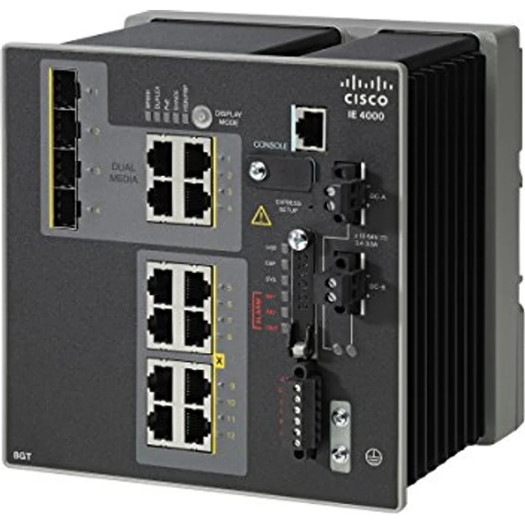 Cisco IE-4000-8GT4G-E (12 Ports) Netzwerk Switch, Schwarz, DIN-Schiene montierbar, DC Power – Bild 2