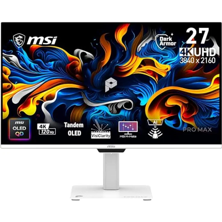MSI PRO MAX 271UPXW12G 27 Zoll 4K QD-OLED Monitor, 120Hz, 0.03ms, DarkArmor, AMD FreeSync Premium Pro, Dual USB-C, KVM, M-Mate APP – Bild 1