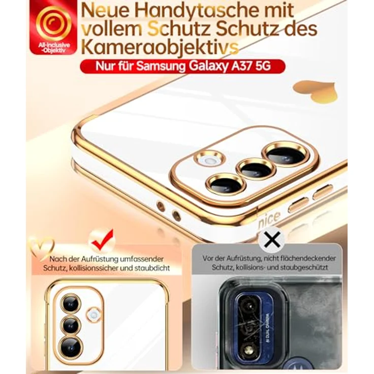 LeYi Handyhülle für Samsung Galaxy A37 5G, TPU Silikon mit Herzmuster, Stoßfest und Kameraschutz, kratzfest, Weiß – Bild 2