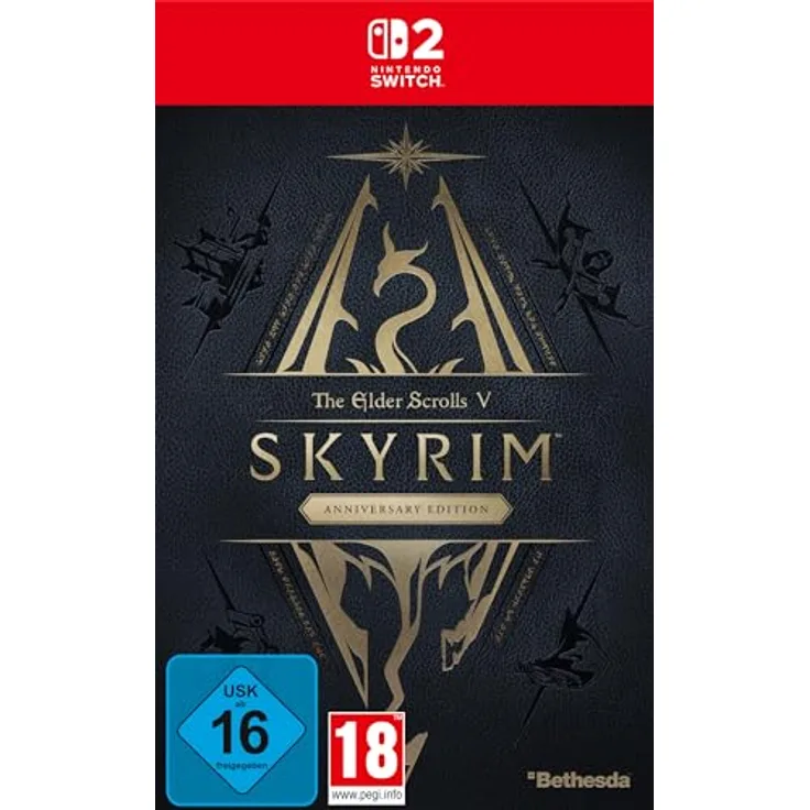 BETHESDA The Elder Scrolls V: Skyrim Anniversary Edition - Open-World-Fantasy-RPG für Nintendo Switch 2, Downloadcode, optimierte Performance, inklusive Erweiterungen und Creation Club-Inhalten