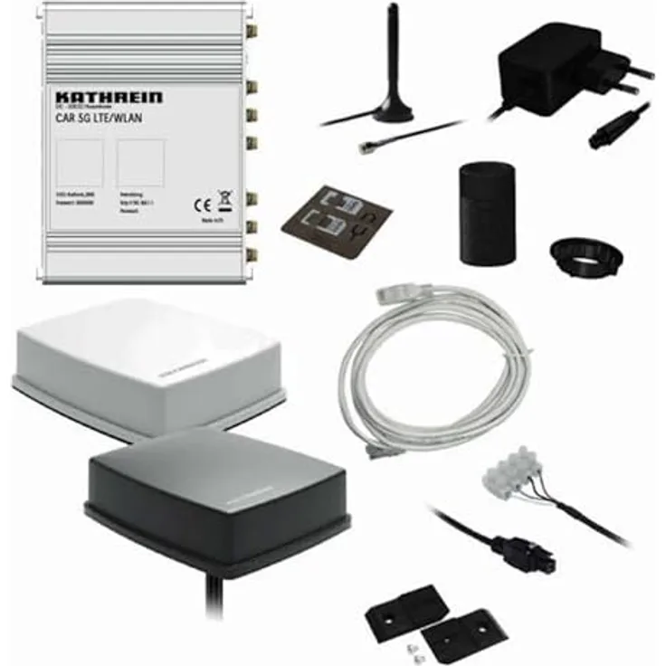 Kathrein CAR 5G LTE/WLAN, Router Set für Wohnwagen mit MIMO-Außenantenne, 2 SIM-Karten Einschübe, weiß