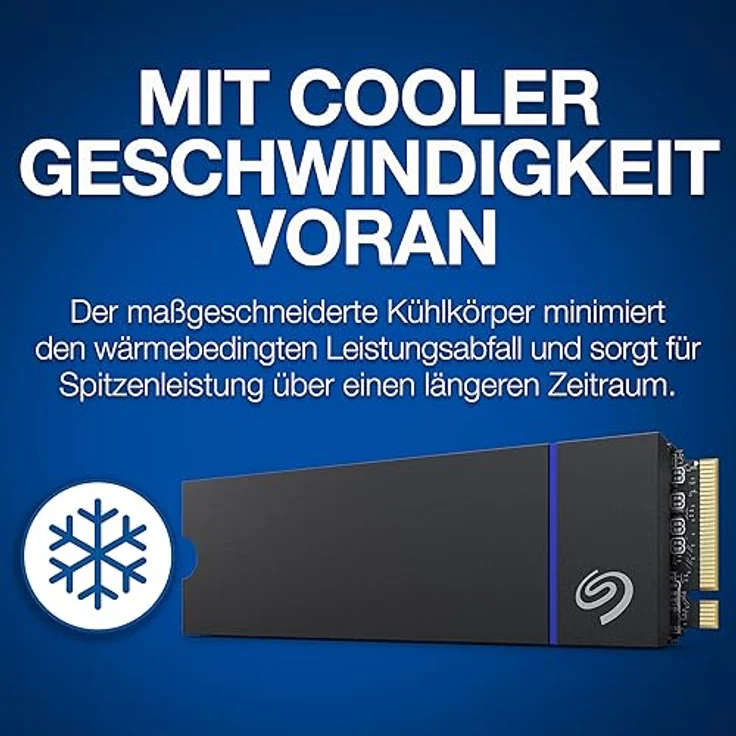 Seagate Game Drive M.2 SSD 2TB, interne Solid State Drive für PS5, PCIe der 4. Gen., NVMe 1.4, bis zu 7300 MB/s mit Kühlkörper, 3 Jahre Rescue Service, Modellnr.: ZP2000GP3A2001 – Bild 3