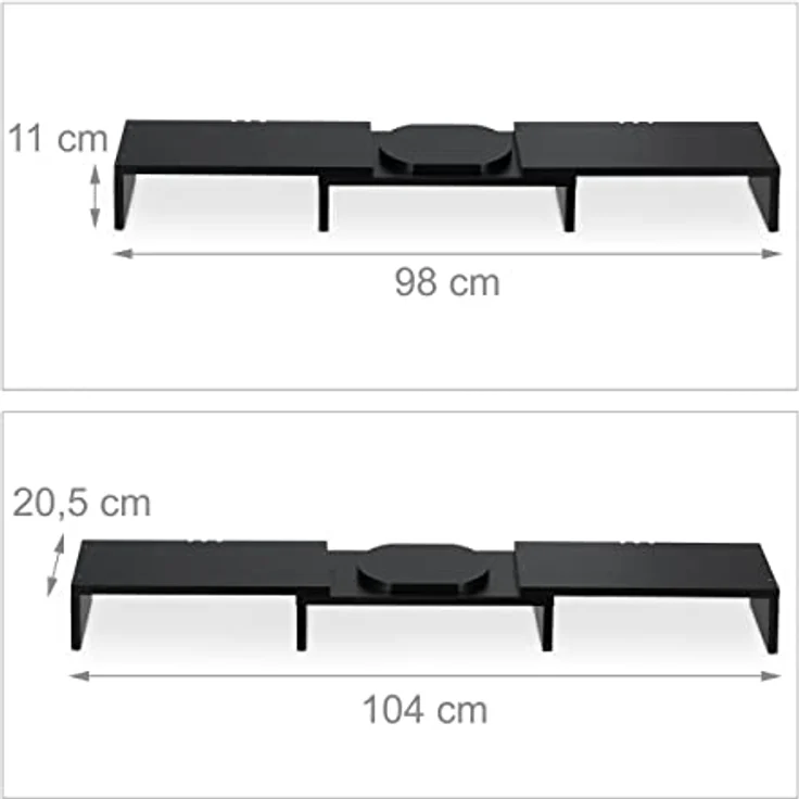 Relaxdays Monitorständer für 2 Monitore, verstellbar, ergonomisches Arbeiten, Bildschirmerhöhung Schreibtisch, schwarz – Bild 4