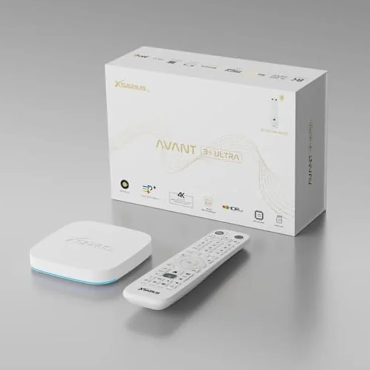 Xsarius Avant 3+ Ultra White 4K Android 11 TV Box, Gigabit LAN, Bluetooth 5.2, WLAN WiFi 6, 2in1 Bluetooth Fernbedienung, LIVETV App, H.265, HDR10+, 4GB, 32GB, SD-Karten-Slot + HM-SAT HDMI Kabel – Bild 3