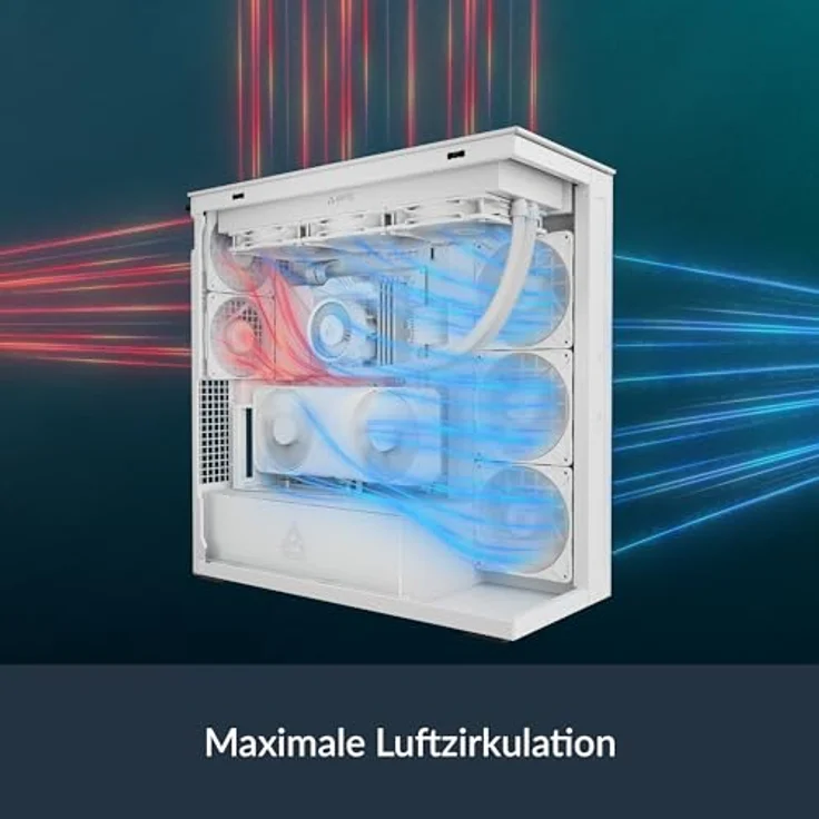 ARCTIC Xtender VG (White), PC-Gehäuse mit gehärtetem Panorama-Glas, vertikaler GPU-Anbringung, 2x 420 mm Radiator Support, 5x vormontierte A-RGB Lüfter, Full Tower, bis zu E-ATX – Bild 4