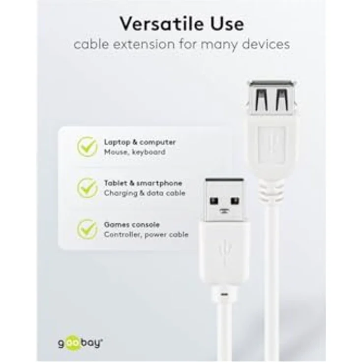 Goobay 96199 USB 2.0 Hi-Speed Verlängerungskabel, 3 m weiß – Bild 5
