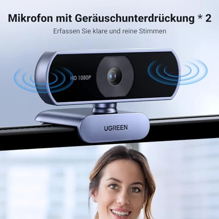 Ugreen Webcam Ugreen Kamera internetowa z mikrofonem Ugreen 15728 USB (srebrna), Grau – Bild 5