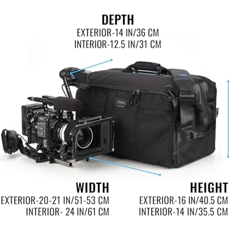 Tenba Cineluxe 24 Hightop (V2), Kamerascheulterasche für professionelle Camcorder, Schwarz, wasserabweisend, mit schnell zugänglichem Reißverschluss, inklusive gepolstertem Zubehör – Bild 2