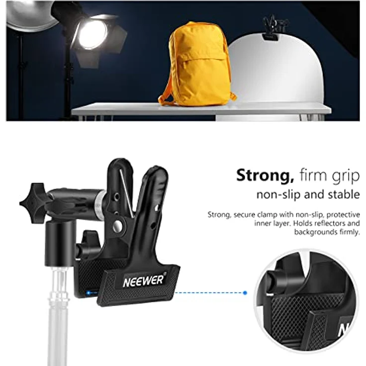 "Neewer Fotostudio Schwerlast Metall-Klemmhalter mit 5/8 ""Licht-Standplatz Befestigung für Reflektor" – Bild 4