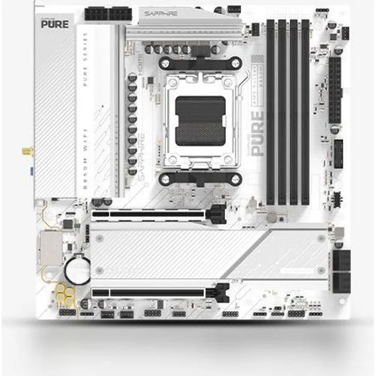 Sapphire PURE B850M WIFI-Mainboard, AM5 Sockel für AMD Ryzen 9000/7000/8000, Micro ATX, 256 GB DDR5, Wi-Fi 6, Bluetooth 5.3, weiß