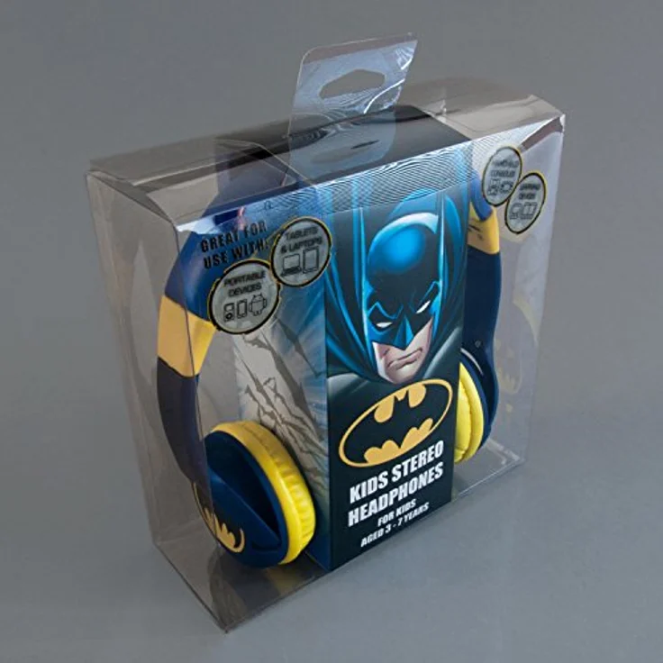 OTL Technologies JUNIOR Kinder Kopfhörer Batman Caped Crusader (gepolsterte Bügel, Lautstärkenbegrenzung auf 85 dB, buntes DC Design, für Jungen und Mädchen) Blau-Gelb - Preisvergleich – Bild 3