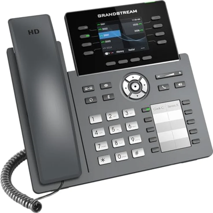 Grandstream GRP2634, IP-Telefon in Schwarz, Kabelgebundenes Mobilteil mit 8 Zeilen, SIP-Info und 2000 Kontakten – Bild 3