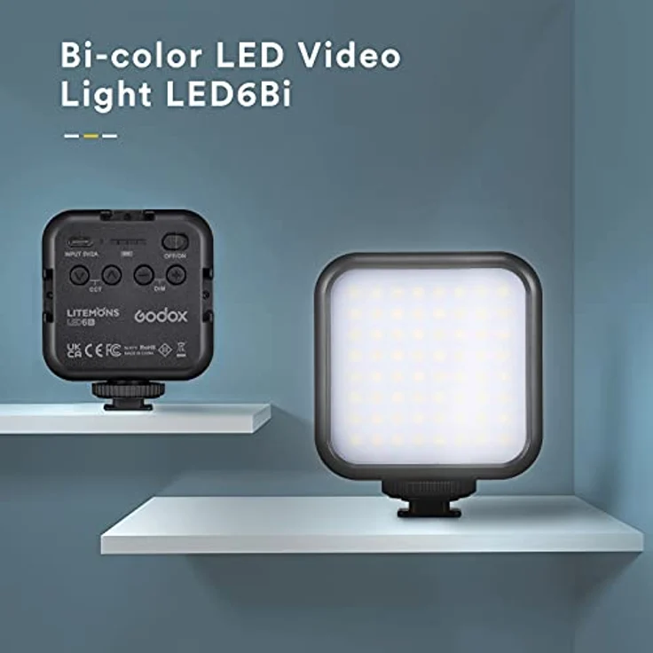 GODOX LITEMONS LED6Bi LED Videolampe, 3200K-6500K, CRI95, Wiederaufladbar, Magnetisches Design, Drei kalte Schuhe, Lithiumbatterie – Bild 2
