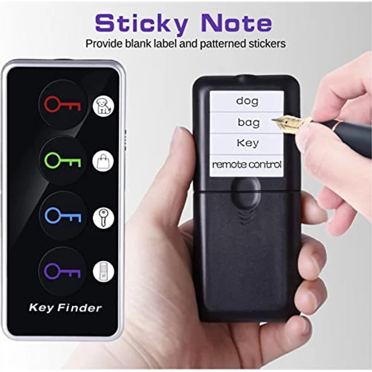 Reyke Schlüsselfinder Key Finder, Drahtloser RF-Gegenstandsfinder mit 4 Empfängern, LED-Taschenlampe und 80 dB Signalton, bis zu 40 m Reichweite – Bild 4