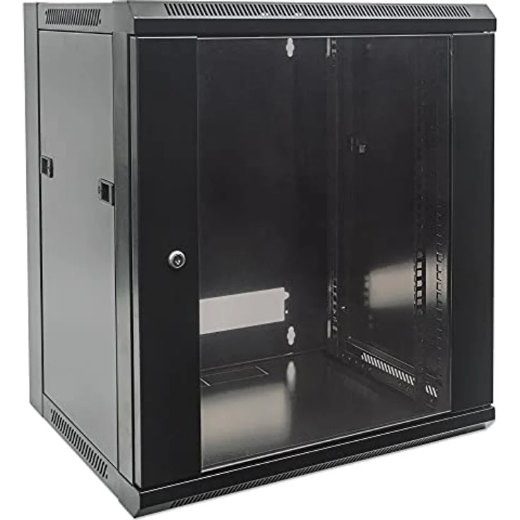 Intellinet 19" Wandverteiler, 12 HE Serverschrank mit Sicherheitsglastür, Schwarz – Bild 2