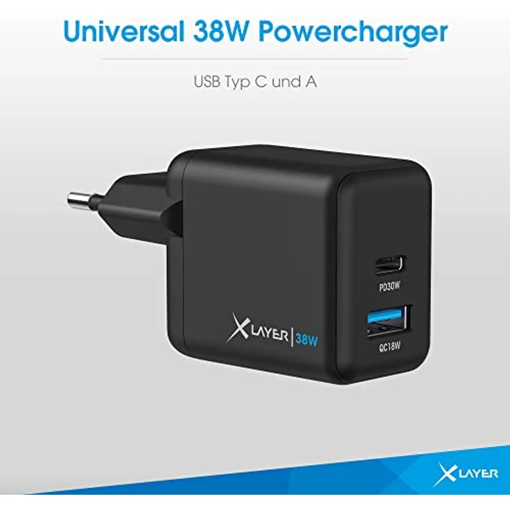 XLayer 38W dual USB C Ladegerät Power Delivery Schwarz Schnellladen für ipad iPhone 14 13 Mini 13 Pro Max 12 11 SE XS, Android geräte Tabs Power Adapter Ladeadapter Ladestecker Netzteil Charger Kabel – Bild 2