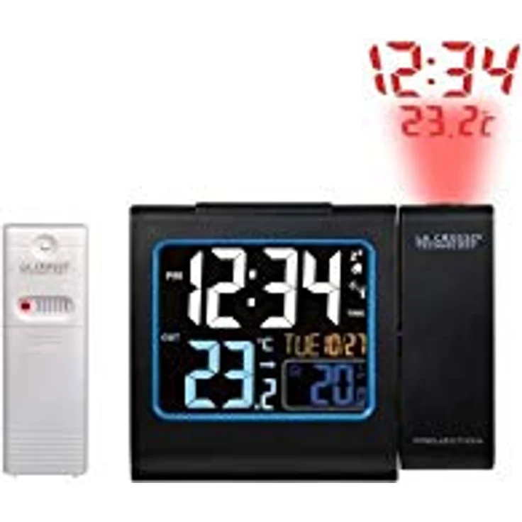 La Crosse Technology WT552-BLA Funkwecker, mit Projektion in Rot, farbiges LCD-Display, Innen- und Außentemperatur, Schwarz – Bild 5