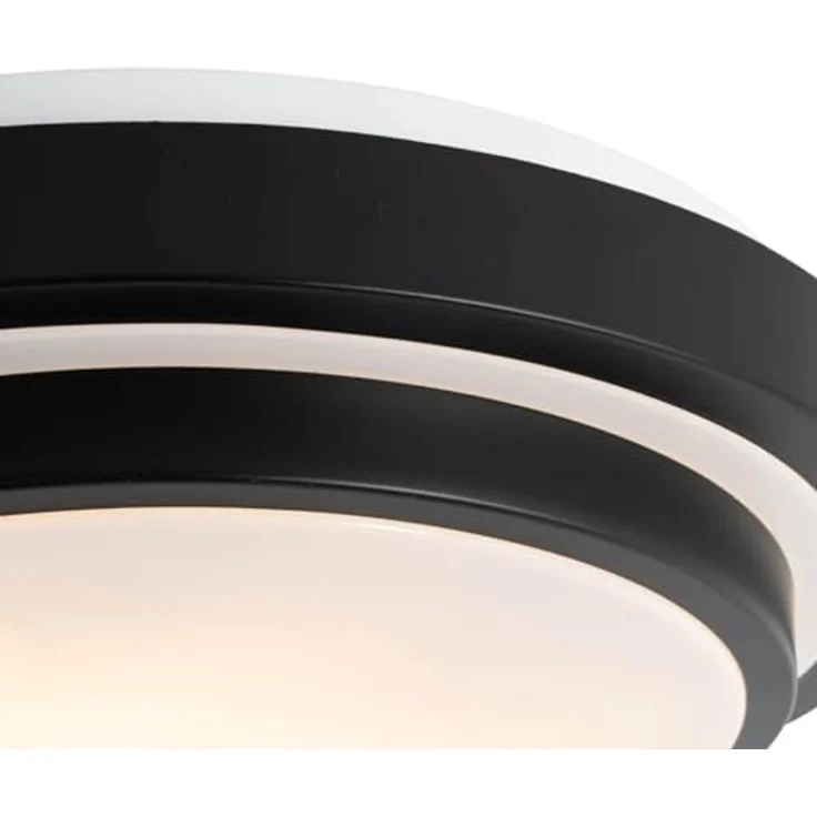 Qazqa - Moderne Bad Außen Deckenleuchte WaldenI 2-flammig schwarz-weiß 35cm IP44 - Stahl Rund LED geeignet E27 – Bild 3