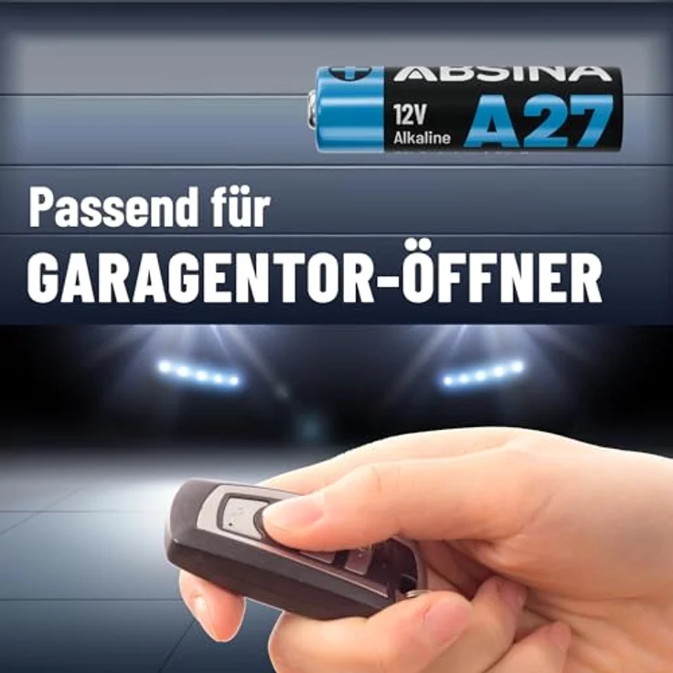 ABSINA 8X 27A 12V Batterie - Alkaline Mini auslaufsicher & langlebig - Garagentoröffner & mehr - MN27, A27A, LR27A, A27 12V (8er Pack) – Bild 2