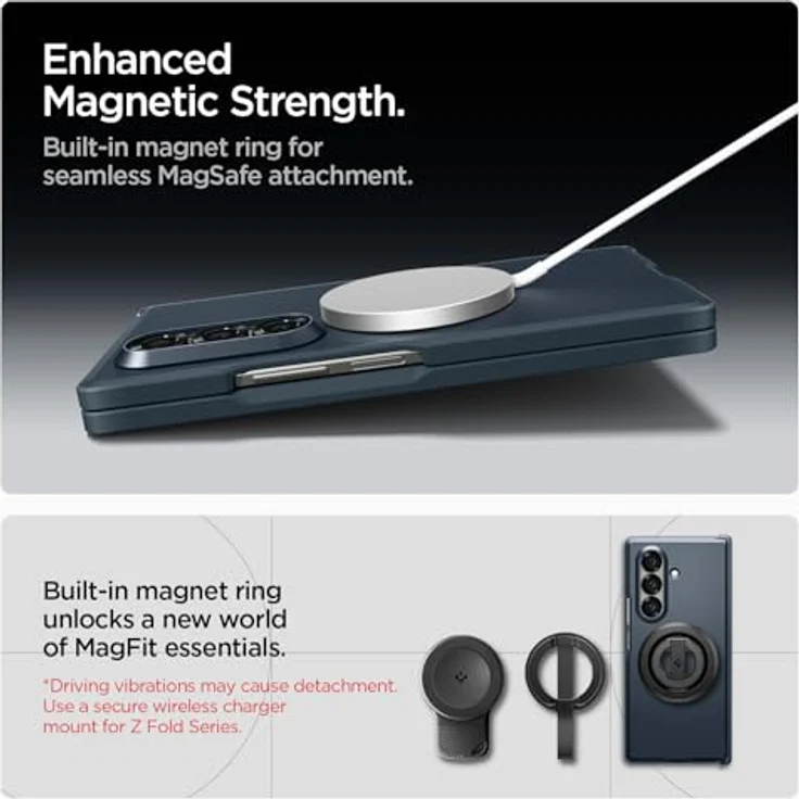 Spigen Tough Armor Pro MagFit Hülle für Samsung Galaxy Z Fold 7, Kompatibel mit MagSafe, Metall Slate, Scharnierschutz, Air Cushion Technologie, 100.000-fach getestet – Bild 5