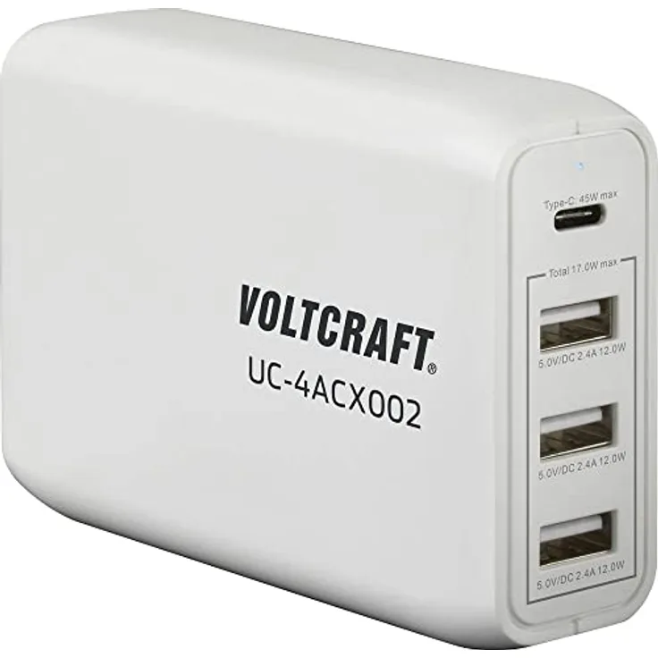 Voltcraft UC-4ACX002 VC-11744745 USB-Ladegerät Steckdose Ausgangsstrom (max.) 3400 mA 4 x USB, USB-C® Buchse (Power Del