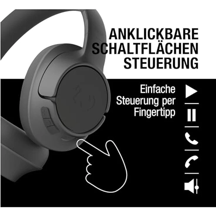 Fresh 'n Rebel Clam Fuse Bluetooth kopfhörer Over Ear mit Hybrid Active Noise Cancelling, mit ENC-Mikrofon (perfekte Anrufe), Kabellose kopfhörer mit Ambient Mode, 45h Spielzeit (Schwarz) – Bild 5