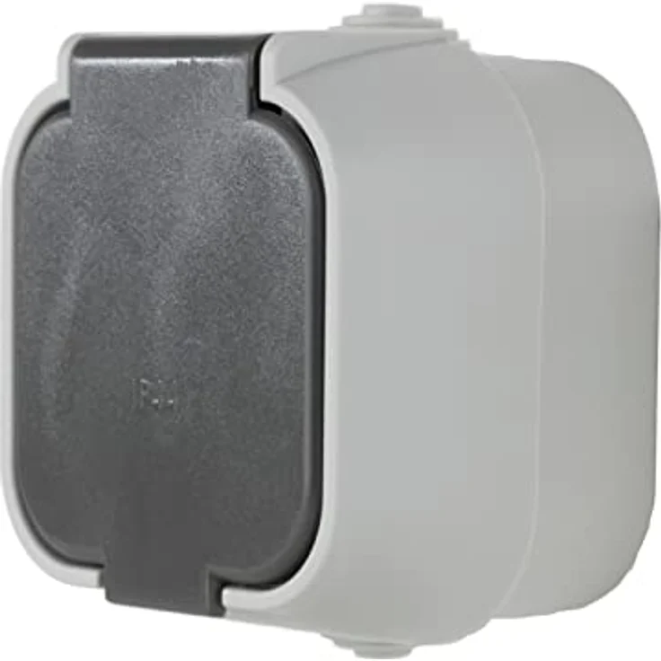 REV Standard Feuchtraumsteckdose, Aufputz mit Klappdeckel, grau, IP44, 16A, 230V – Bild 5