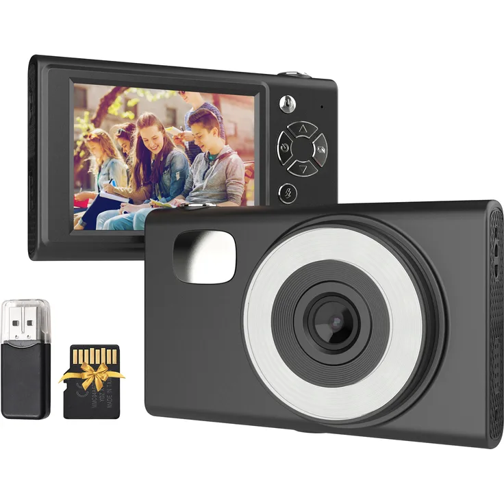 Lixada 1080P Digitalkamera, 48 MP Videokamera mit 2,8 Zoll IPS-Bildschirm, Autofokus, 16-fachem Zoom, LED-Fülllicht und 32 GB TF-Karte