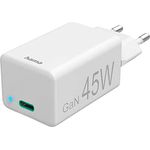 Hama Ladegerät, 45 Watt, USB C (Schnellladegerät mit Power Delivery, Qualcomm Quick Charge 3.0, USB Ladegerät mit GaN-Technologie, für Handy Samsung S23 Ultra, S22 Ultra, S20, iPhone, Tablet, Laptop)