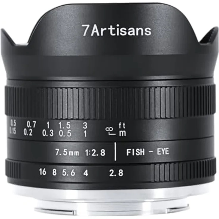 7artisans 7,5 mm f2.8 Mark II, APS-C Fischaugen-Weitwinkel-Objektiv mit 190° Blickwinkel für Canon R Mount Kameras R RP R5 R6