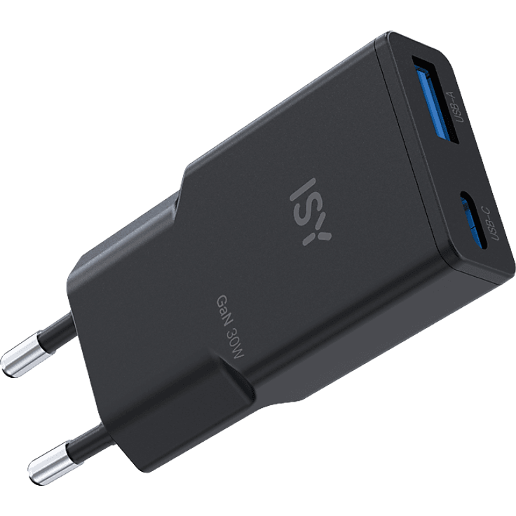 ISY IWC-4130, Ultra flaches GAN PD 30W Ladegerät, schwarz