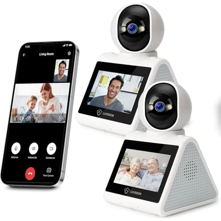 LUVISION WLAN PTZ Überwachungskamera, Auto-Tracking Videoanrufkamera mit 4,3-Zoll Display, Gegensprechfunktion, Nachtsicht und KI-Bewegungserkennung für Kinder, Senioren und Haustiere – Bild 1