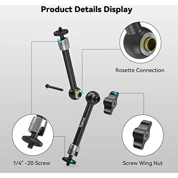 SMALLRIG Magic Arm 9,8 Zoll, Monitorhalterung für LCD- und DSLR-Kameras, 2,5 kg Tragfähigkeit, Aluminiumlegierung, verstellbar – Bild 2
