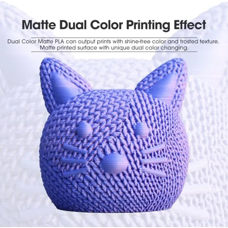 eSUN Matte Dual Colour Filament, 1.75mm PLA Filament in Violett Blau, glanzfreie Farbe, gefrostete Textur, 1KG Spule (2.2 LBS) für 3D Drucker – Bild 5