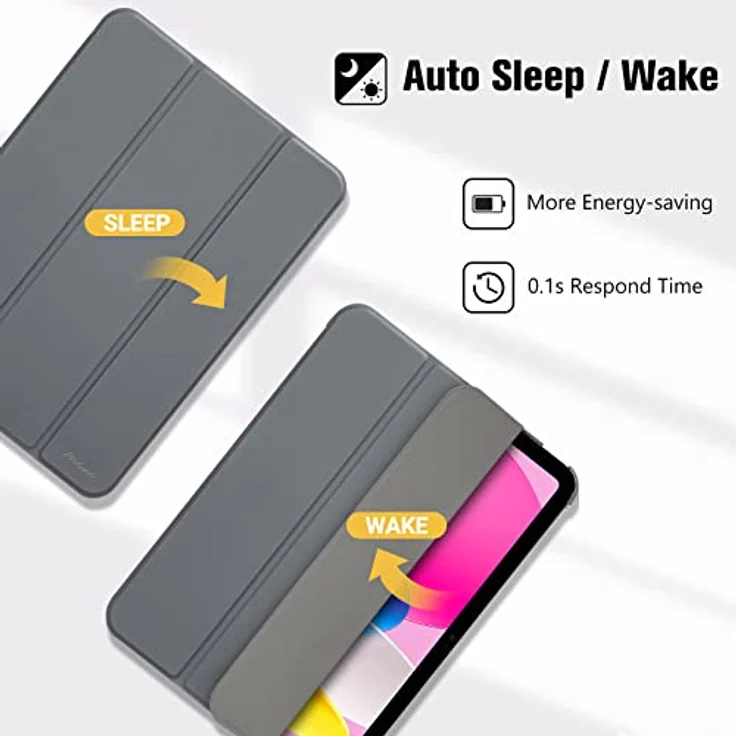 ProCase Hülle für iPad A16 11. Generation 2025 & iPad 10. Generation 2022, Leicht Dünn Hart Schutzhülle mit Auto Wake/Sleep - Grau – Bild 5