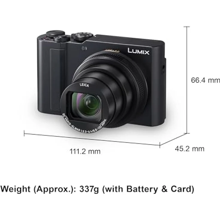 Panasonic Lumix TZ300, kompakte Reisekamera mit 20,1 MP 1-Zoll-Sensor, 15x optischem Zoom, 4K Video, Leica Objektiv 24–360 mm, WLAN & Bluetooth, Schwarz – Bild 2