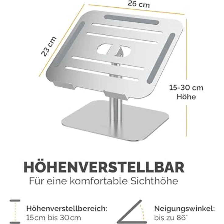 Fellowes Alumia™ Laptopständer, ergonomisch höhen- & neigungsverstellbar aus recyceltem Aluminium, platzsparend, Silber – Bild 5