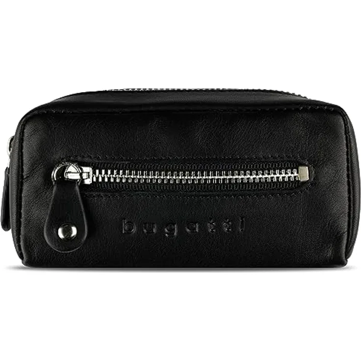 bugatti Simbiosi Leder Schlüsseletui Groß – Schlüsseltasche für Damen und Herren – Schlüsselmäppchen mit Geldfach, Schwarz