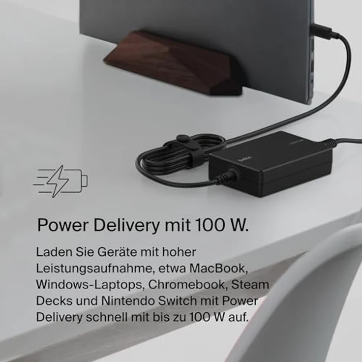 Belkin USB-C GaN Netzteil 100W Power Delivery, Notebook Netzteil mit 2,5 m Kabel, Schwarz – Bild 4