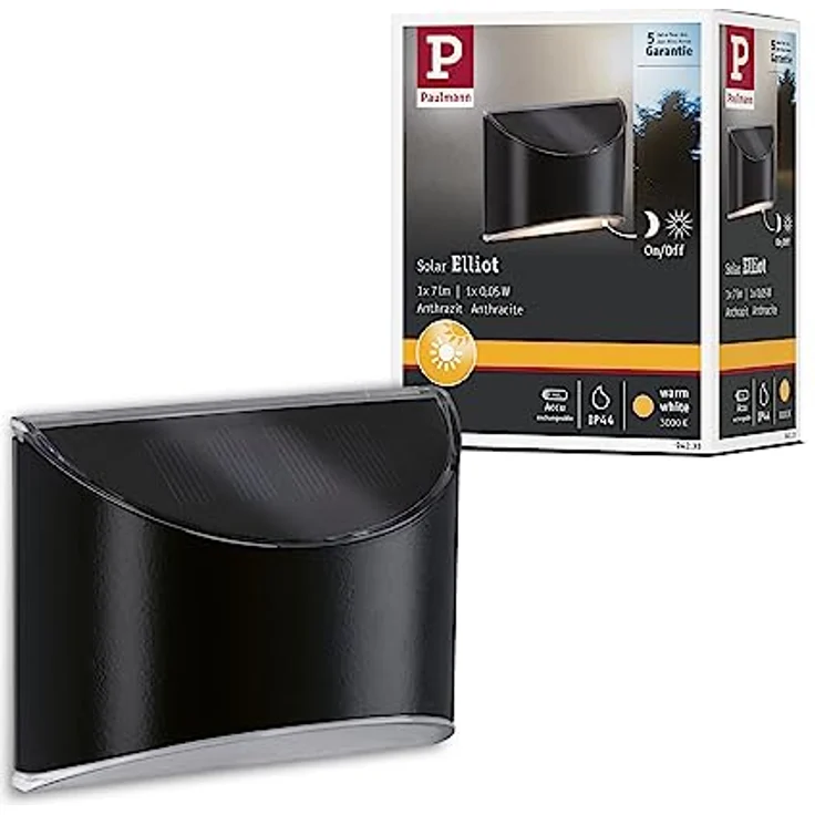 Paulmann 94233 Solar Wegeleuchte LED Außenleuchte incl. 1x0,05 Watt Anthrazit Kunststoff 3000 K Warmweiß – Bild 1