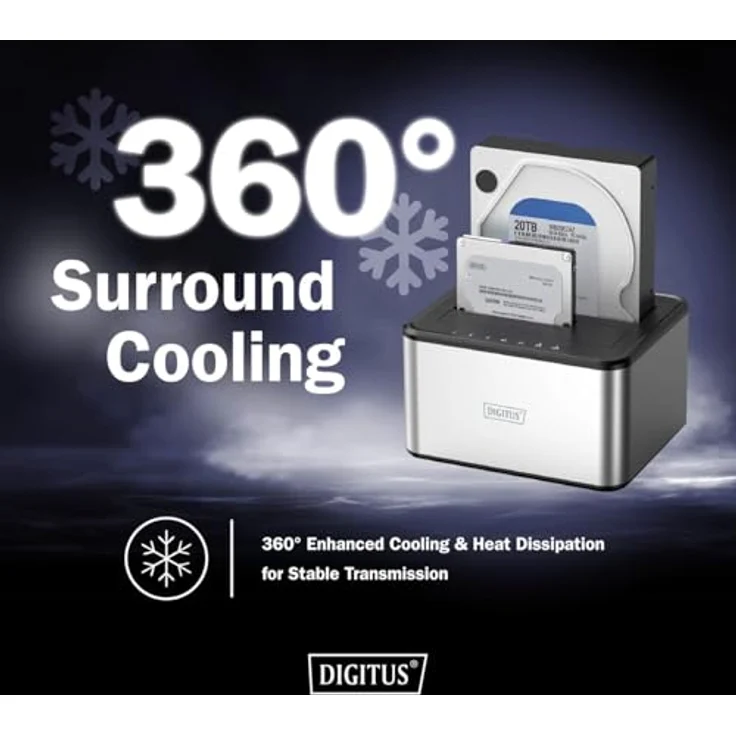 DIGITUS DA-71540-2 Duale SATA HDD Dockingstation USB 3.0 für 2,5"/3,5" SSDs & Festplatten SATA 3 mit Klonfunktion Plug & Play Grau – Bild 5