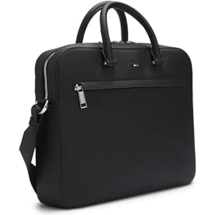 BOSS Aktentasche Ray S, Document-Bag, Messengerbag, Trolley-Aufsteck-System in genarbtem Kunstleder, schwarz – Bild 6