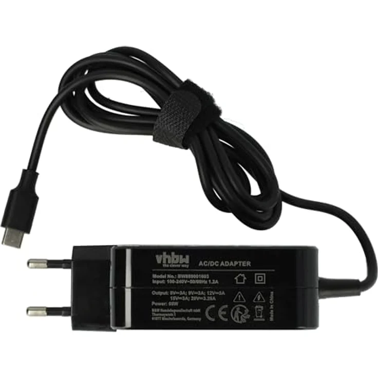 vhbw Netzteil für Xiaomi Air 13, AC/DC Adapter mit Euro-Stecker, schwarz, 5-20V/3A – Bild 2
