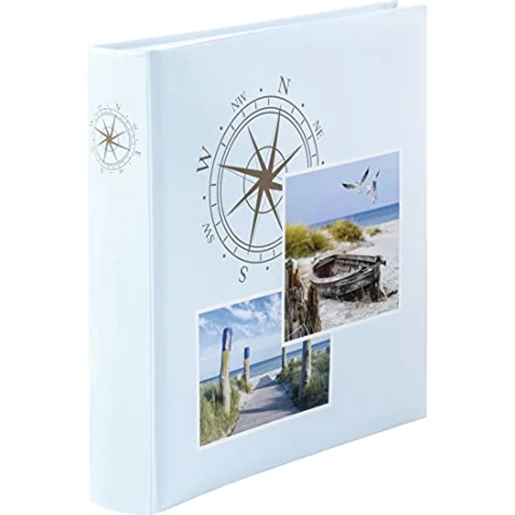 Hama Fotoalbum mit Ostsee-Motiv (Jumbo Fotobuch 30x30 cm, Photo-Album mit 100 weißen Seiten, Album zum Selbstgestalten und zum Einkleben, Bilderalbum für Urlaubs-Fotos) blau